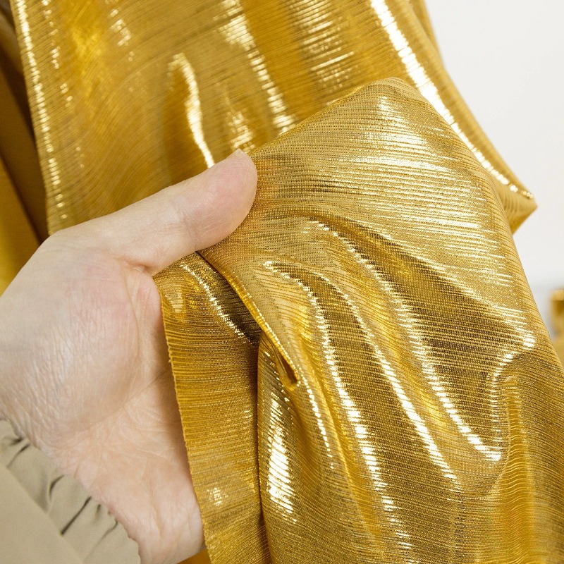 Sewing Fabric - Tela de punto acanalado amarillo dorado,